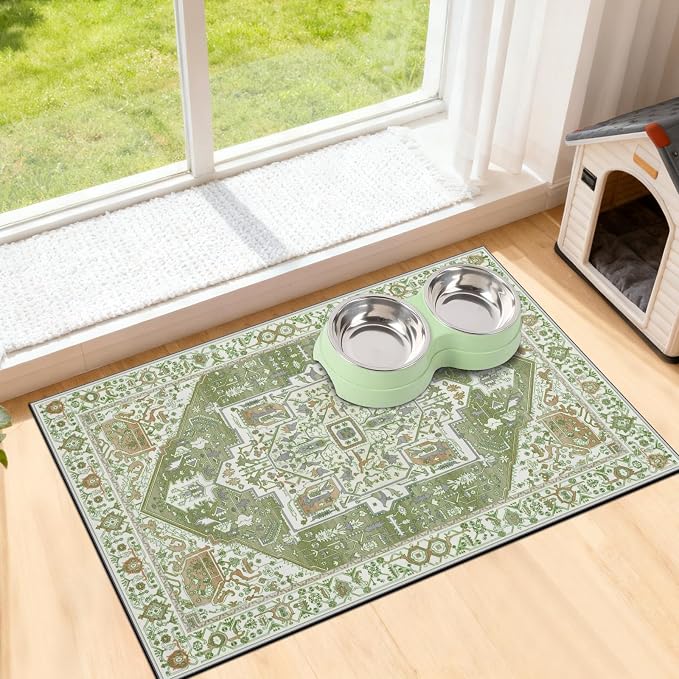 famibay Dog Food Mat, Absorbent Cat Dog Mats by Famibay