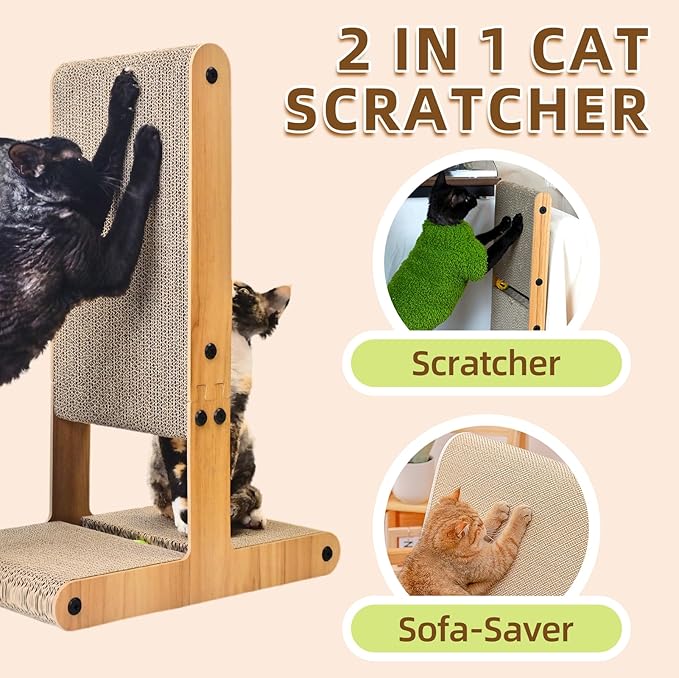 Nekosan T-Shaped Cat Scratcher for Indoor Cats, Double-Sided Furniture Protector - Image 2