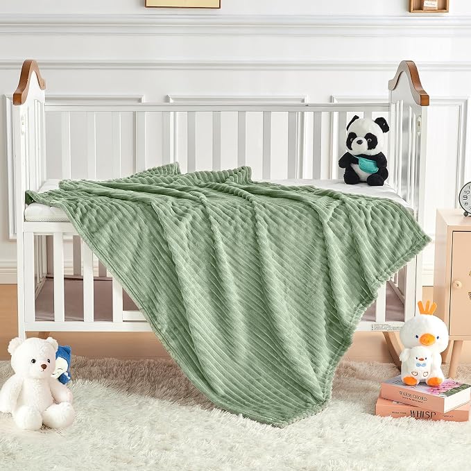 Soft Fleece Baby Blanket Ultra Cozy Green Baby Blankets - Image 5