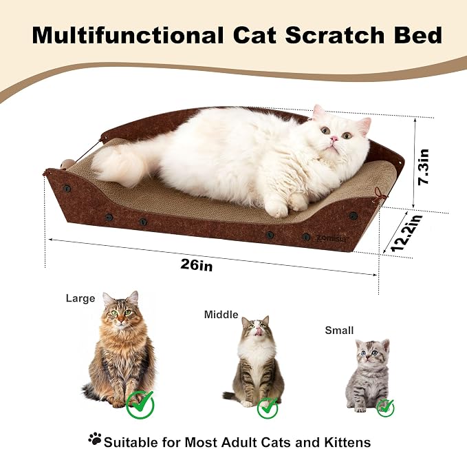 2 Pack 26'' Cardboard Cat Scratcher Bed - Image 3