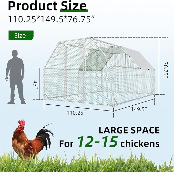 Large Metal Chicken Coop, Walk-in Chicken Run - Image 2