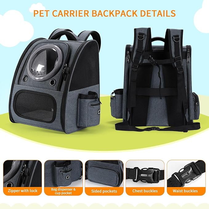 Bubble Cat Backpack Carrier, Expandable Cat Carrier Backpack, Breathable Pet - Image 7