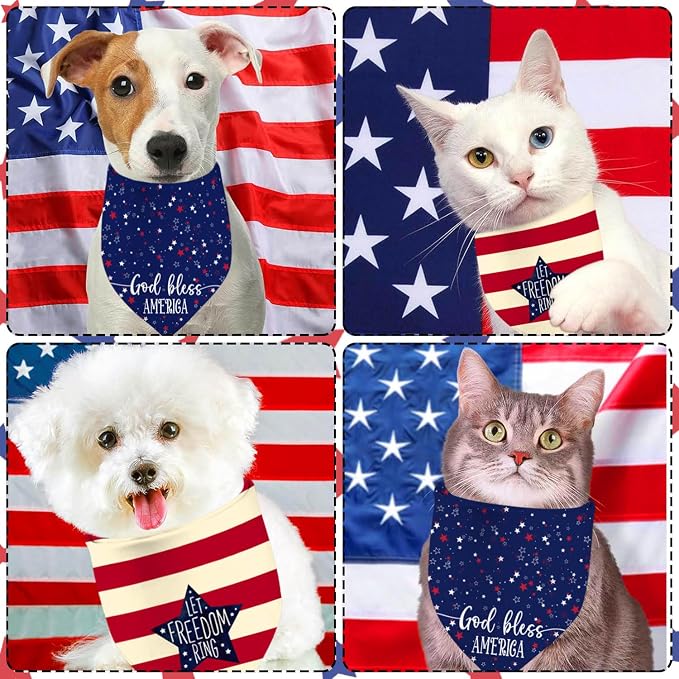 4th of July Dog Bandanas, Patriotic Party Pet Decorations 2 Pack, Adjustable - Image 4