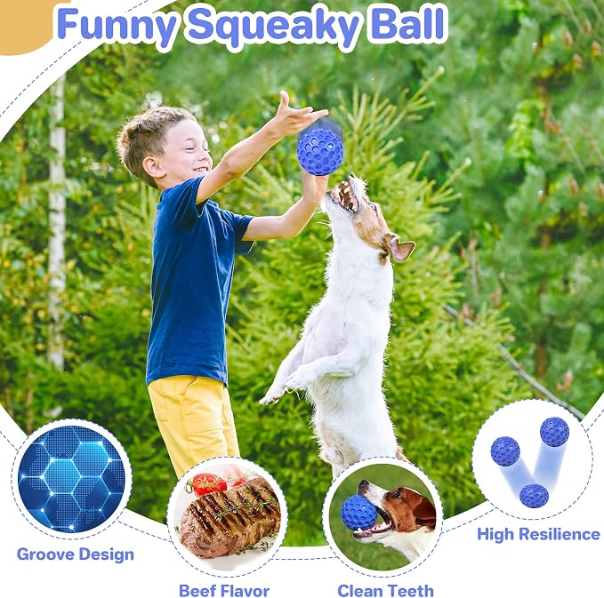 Tough Squeaky Dog Balls Puppy Toys, Interactive Dog Toys - Image 4