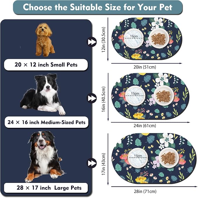 Large Absorbent Dog Mat for Food and Water 28''x17'', Easy Clean Cat Dog Water - Image 4