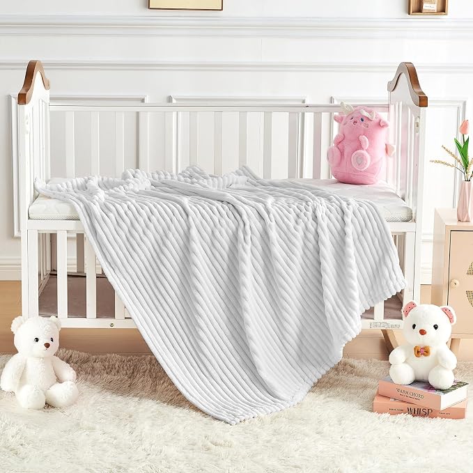 Soft Fleece Baby Blanket Ultra Cozy Grey Baby Blankets - Image 5