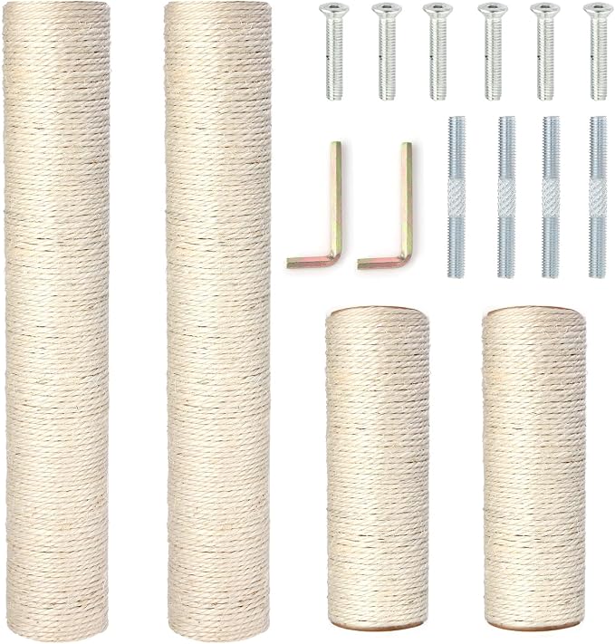 PowerKing Natural Sisal Replacement Scratching Post, 4 Pieces M8 Cat Scratch by PowerKing