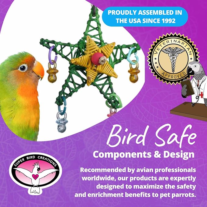 Super Bird Creations SB586 X-mas Star Bird Toy, Small Bird Size, 4.5" x 3" - Image 4