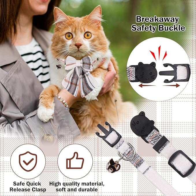 Cat Collar with Bells Breakaway, Bowtie Cat Collar - Image 4