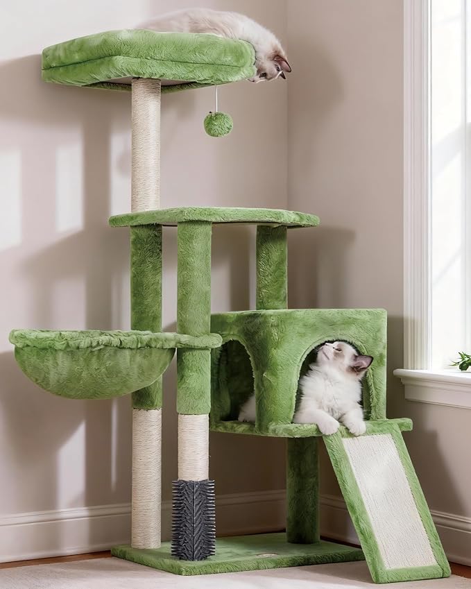 Heybly Cat Tree with Cat Self Groomer Brush, Cat Tower Condo by HEYBLY