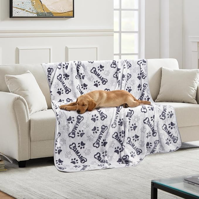 Dog Blankets for Large Dogs Upgraded, Dog Cat Flannel Blankets Washable by Gowyeg