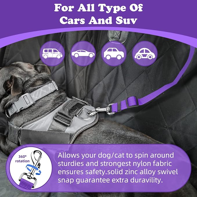 BWOGUE Pet Dog Cat Seat Belts, Car Headrest Restraint Adjustable Safety Leads - Image 5
