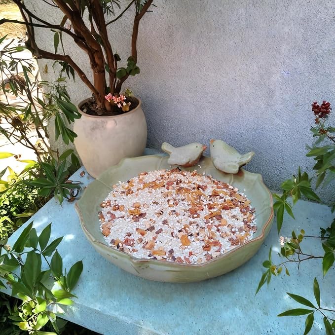 Ceramic Bird Bath for Outside on Ground, 9.45-Inch Birds Bath Bowl Only - Image 2