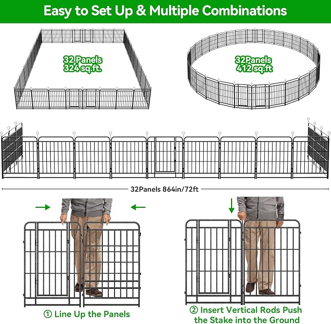 Heavy Duty Dog Playpen: 32 Steel Panels 40" Height, Square Steel Pipe - Image 8
