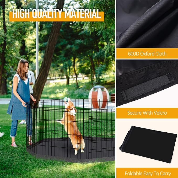 Dog Pen Pet Playpen Dog Fence Bottom Pad Indoor Foldable Metal Wire Exercise - Image 5