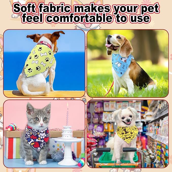 Aliceset 180 Pcs Dog Bandana Bulk Paw Print Bandanas - Image 6