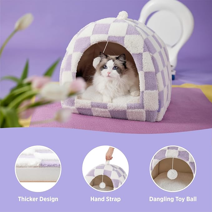 Lesure Cute Cat Beds for Indoor Cats - 2 in 1 Cat Cave Bed for Kittens and - Image 5