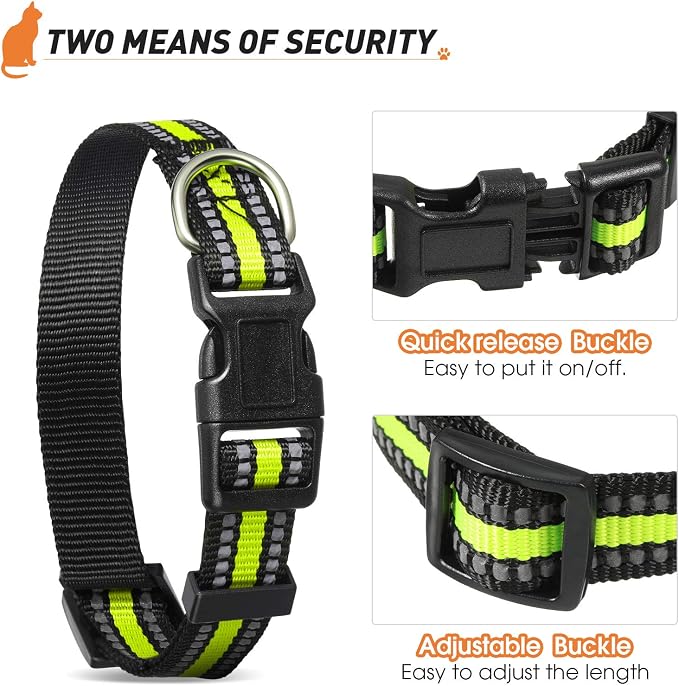 Weewooday 3 Pieces Reflective Dog Collar Nylon Adjustable Quick Release Pet - Image 4