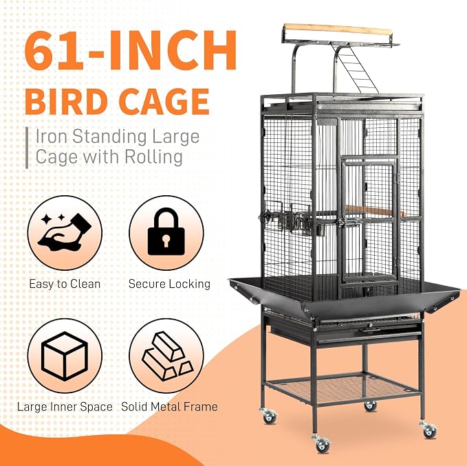 VINGLI Bird Cage with Rolling Stand - Image 2