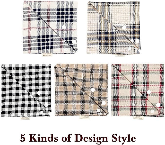 Fall 5PCS Dog Bandanas with Button - Image 5