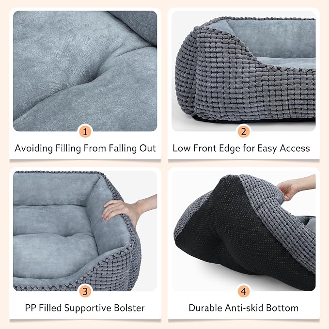 MIXJOY Dog Bed for Large Medium Small Dogs, Rectangle Washable Sleeping Puppy - Image 5