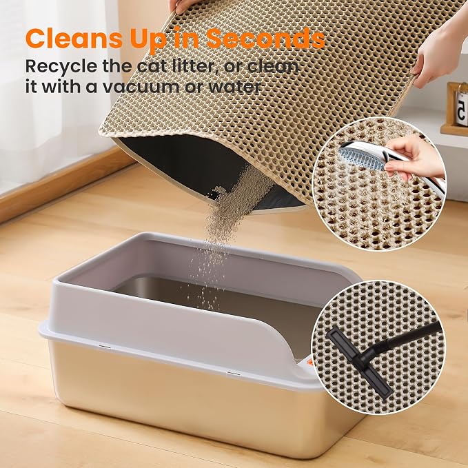 Small Cat Litter Mat, 20x14’’ Double Layer Honeycomb Cat Litter Box Mat - Image 4