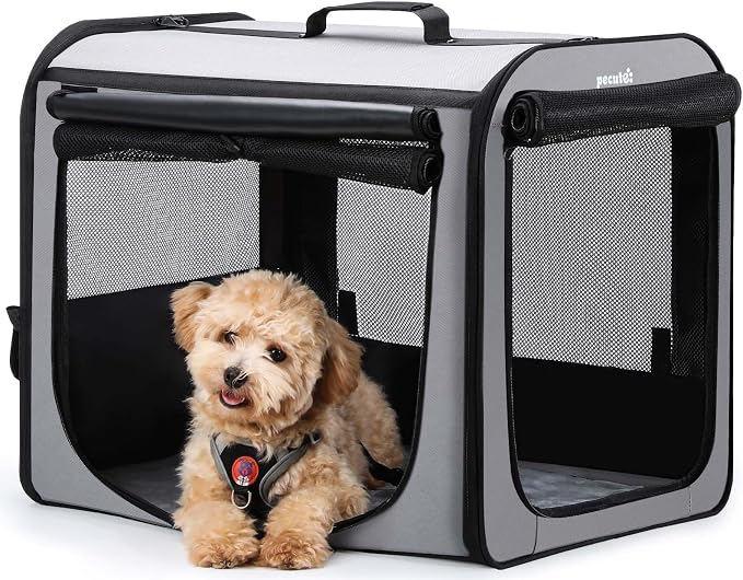 Dog Car Carrier Light Weight 24×17.7×20.5in, Dog Carrier Easy to Assemble by pecute