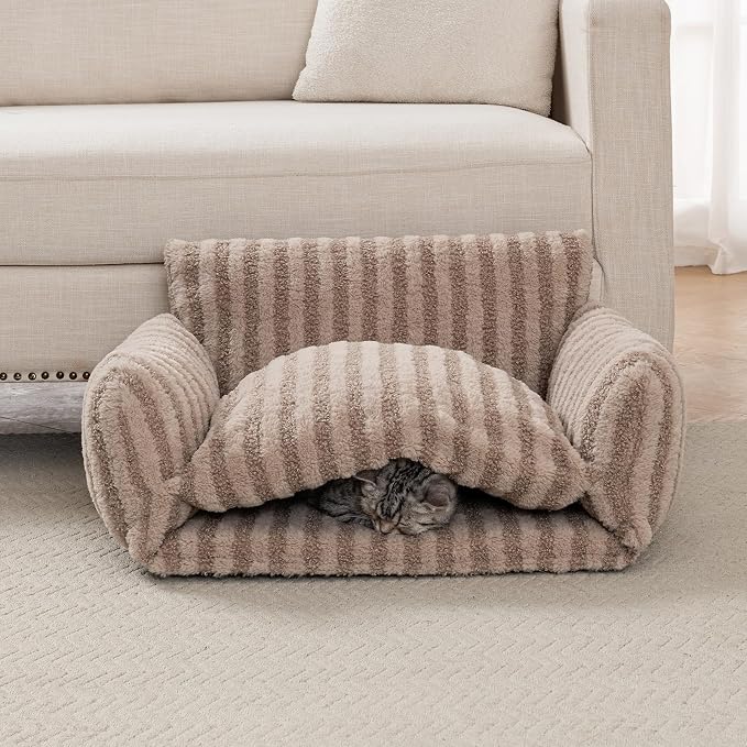 Hollypet Cat Bed Fluffy Plush Mutifuctional Double-Layer Soft Pet Couch - Image 6