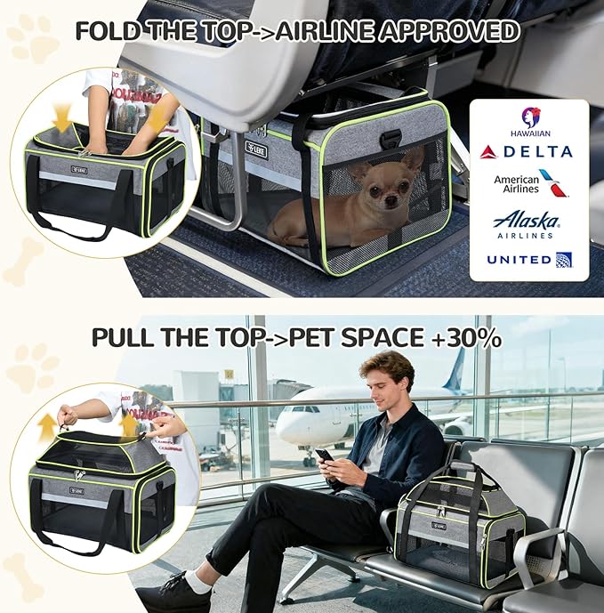 Lekereise Top-Expandable Pet Carrier 17x11x9.5 Inch Alaska Hawaiian Airline - Image 2