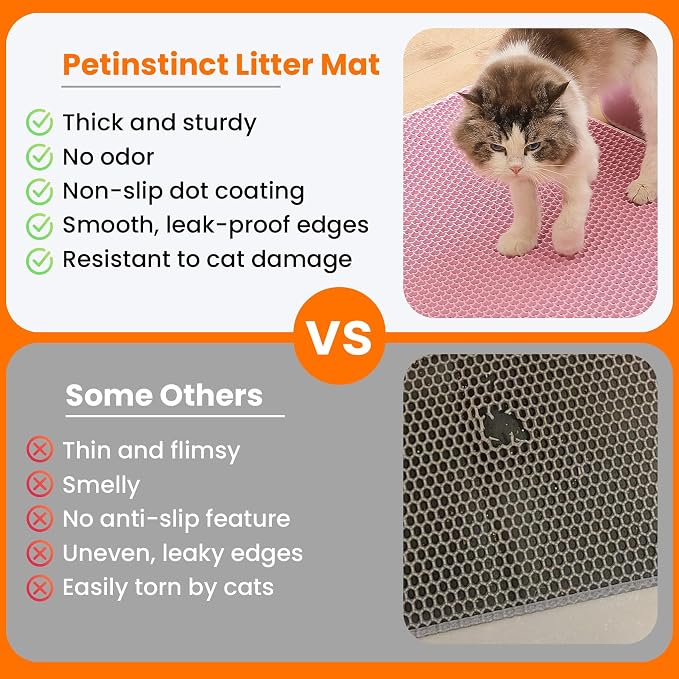 Cat Litter Mat, 24x18 Inches Large Double Layer Honeycomb Cat Litter Trapping - Image 3