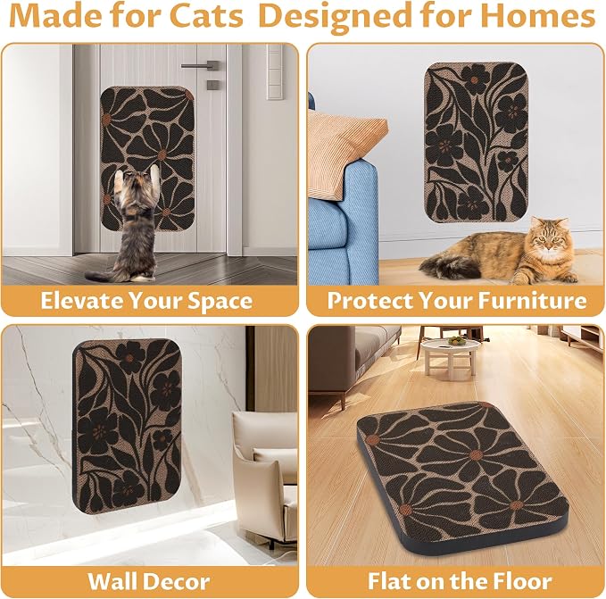 2 Packs Art Cat Wall-Mountable Scratching Board 16.7x11x1 Inch Cat Wall Scratch - Image 5