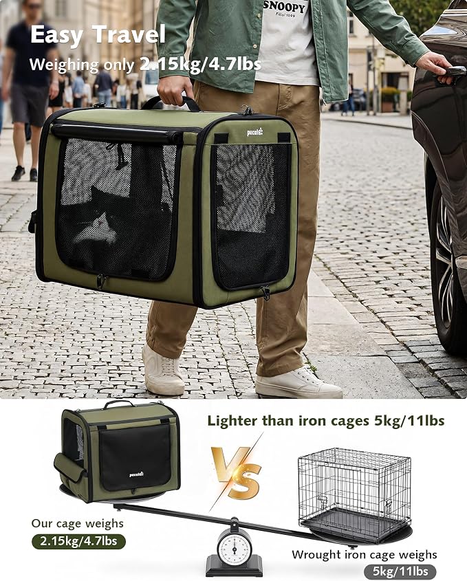 Pecute Dog Car Carrier Light Weight 19.7×16.9×14.8in, Dog Carrier Easy to - Image 3