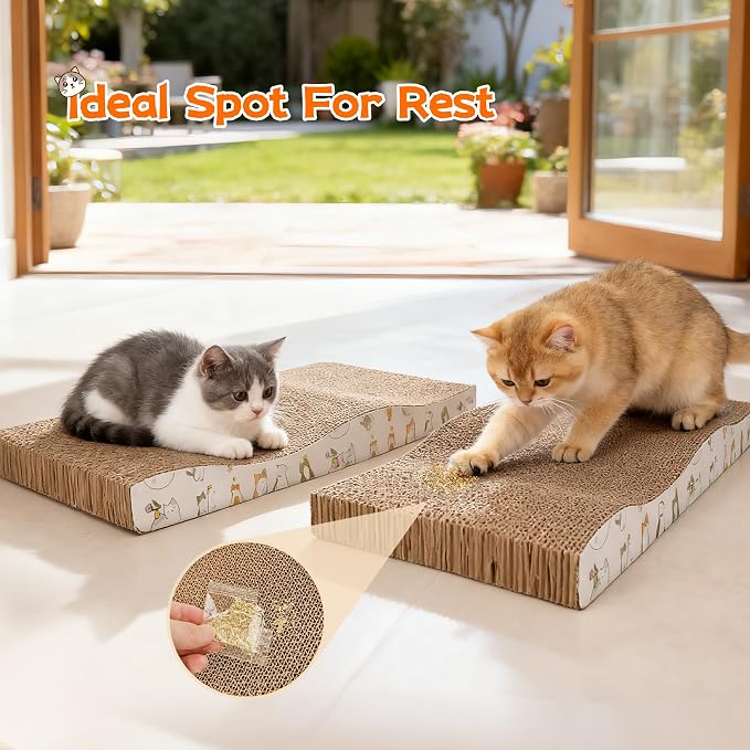 PatiencET Cat Scratch Pad 2 Pack, Waved Cardboard Cat Scratcher - Image 6