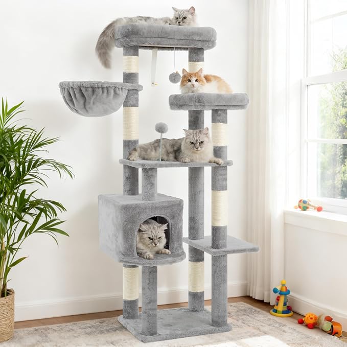 Cat Tree for Indoor Cats, 55.1 inch Cat Tower - Image 9
