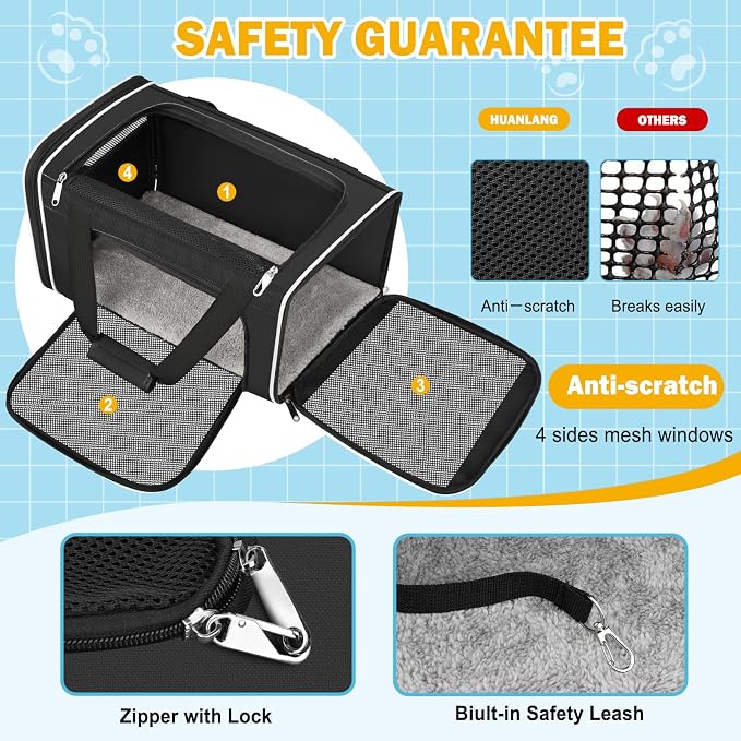 HUANLANG Soft-Sided Cat Carrier Airline Approved, Dog Carriers - Image 4