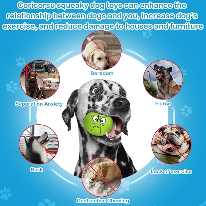 3.14" Squeaky Dog Toys Funny Smile Face Chewing Latex Rubber Soft Fetch Play - Image 4