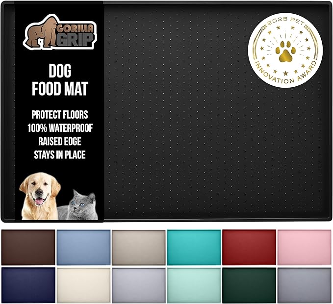 GORILLA GRIP 100% Waterproof Raised Edge BPA Free Silicone Pet Feeding Mat by GorillaGrip