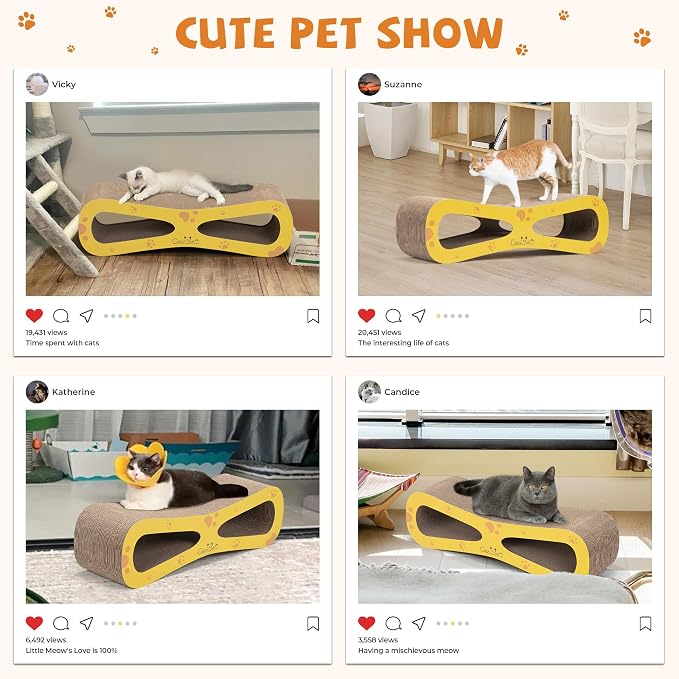 COZIWOW Infinity Cat Scratcher Lounge Bed, Cardboard Cat Scratching Pad Board - Image 7