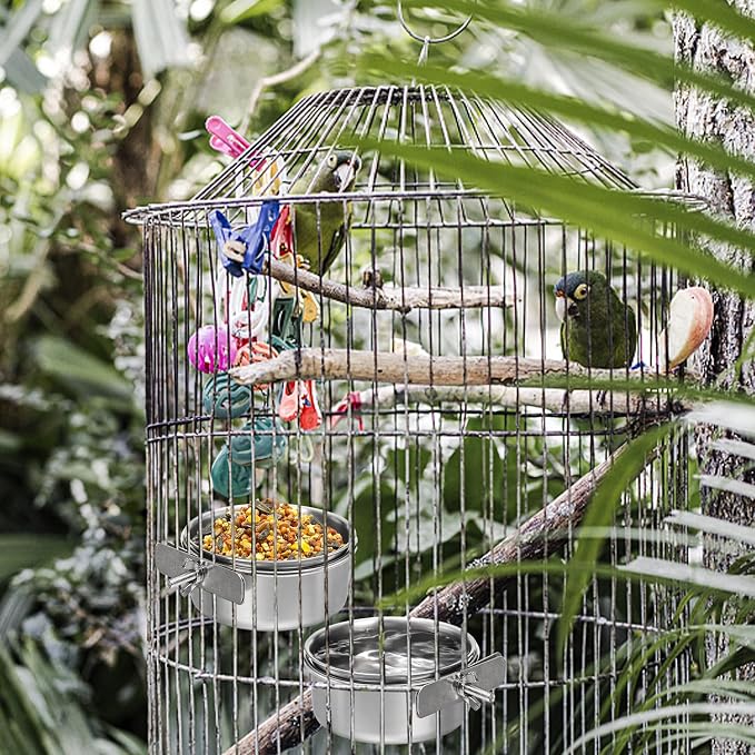 Okllen 4 Pack Bird Feeding Dish Cups, Detachable Stainless Steel Bird Food Bowls - Image 7