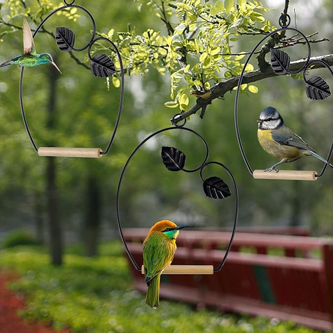 winemana Set of 3 Hummingbird Swings, Rust Resistant Metal Frame, Wooden Dowel - Image 7