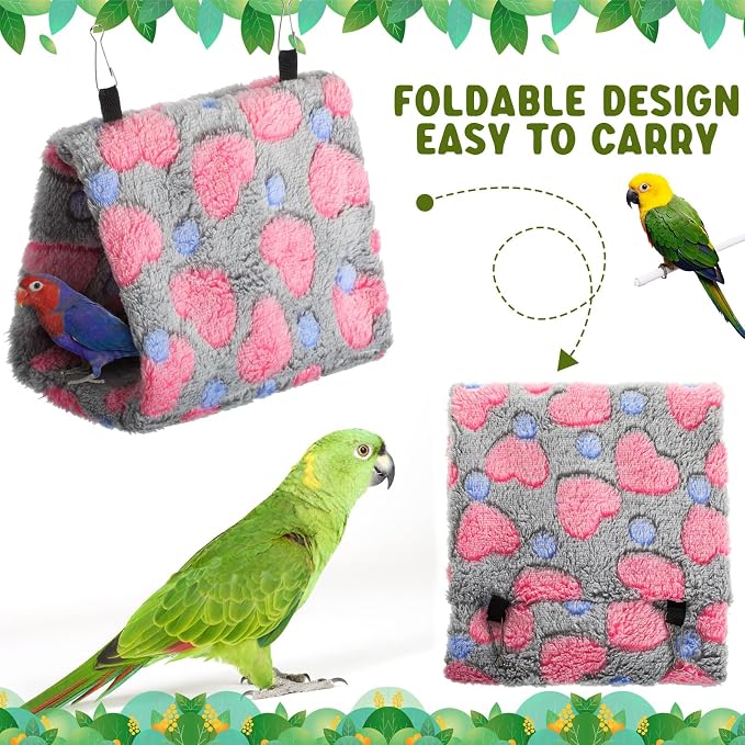 4 Pcs Winter Warm Bird Nest for Cage Plush Birds Hanging Snuggle Cave 6.7" and - Image 4