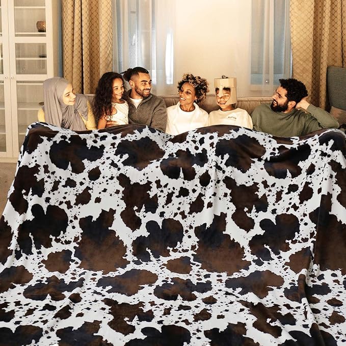 Bnuitland Brown Cow Print Blanket, Large Size 108x90 Inches by BNUITLAND