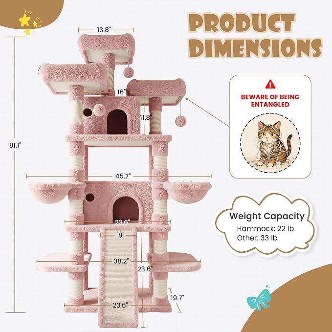 SHA CERLIN 81 Inches Extra Large Cat Tree - Image 7