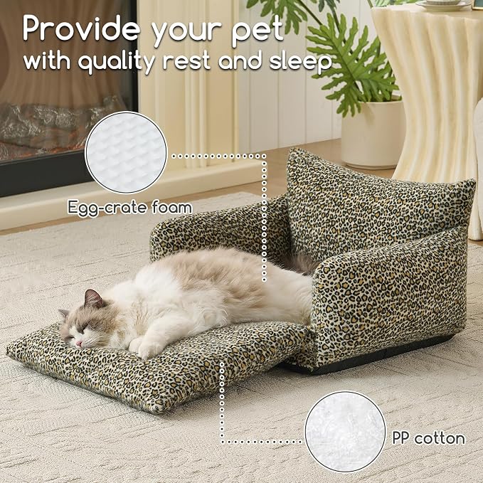 Hollypet Cat Bed Fluffy Plush Mutifuctional Double-Layer Soft Pet Couch - Image 5