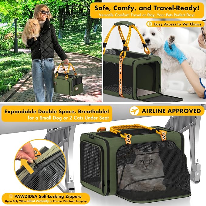PAWZIDEA Expandable Pet Carrier w/ID Card, 18″×11″×11″ Small Dog Carrier TSA - Image 3