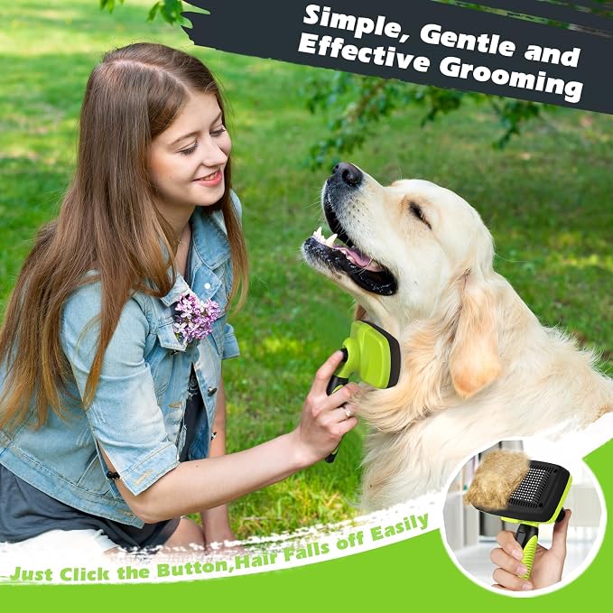 3PCS Self Cleaning Slicker Brush & Pet Grooming Rake & Bath Brush - Image 5