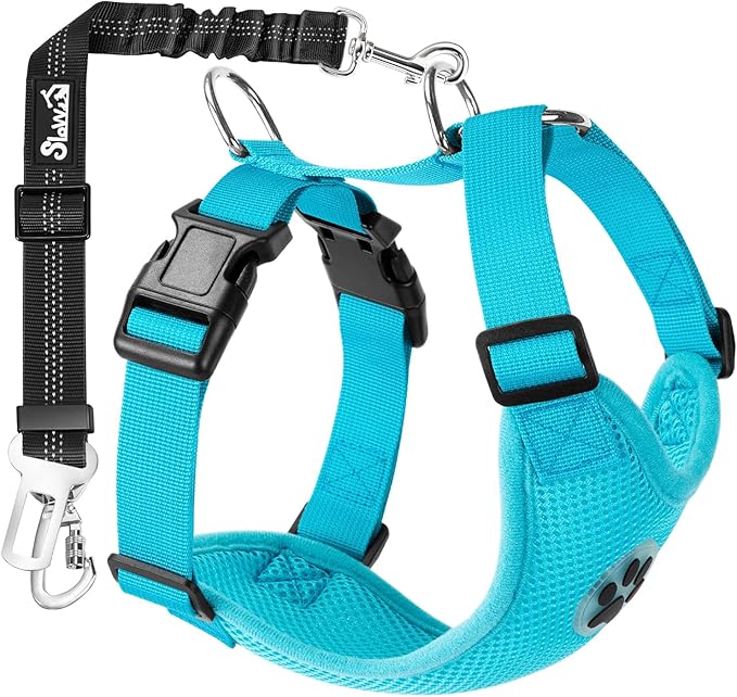 SlowTon Dog Seat Belt Harness for Car, Dog Car Harness Adjustable Mesh by SlowTon
