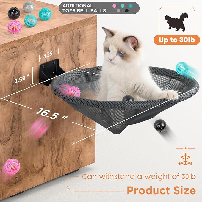 Cat Hammock Wall Mounted, Foldable & Stable Cat Beds- Breathable Cat Wall - Image 4