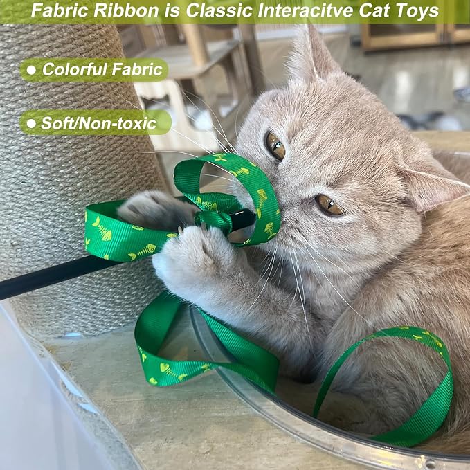 Interactive Cat Toy Wand with Catnip Mouse, Cat Teaser Wand Rainbow String - Image 5