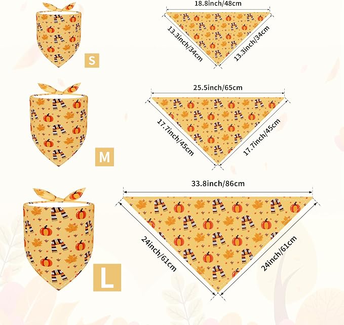 30 Pack Fall Dog Bandanas Bulk for Large Dogs 33 Inch XL Stitch Edge Dog - Image 2